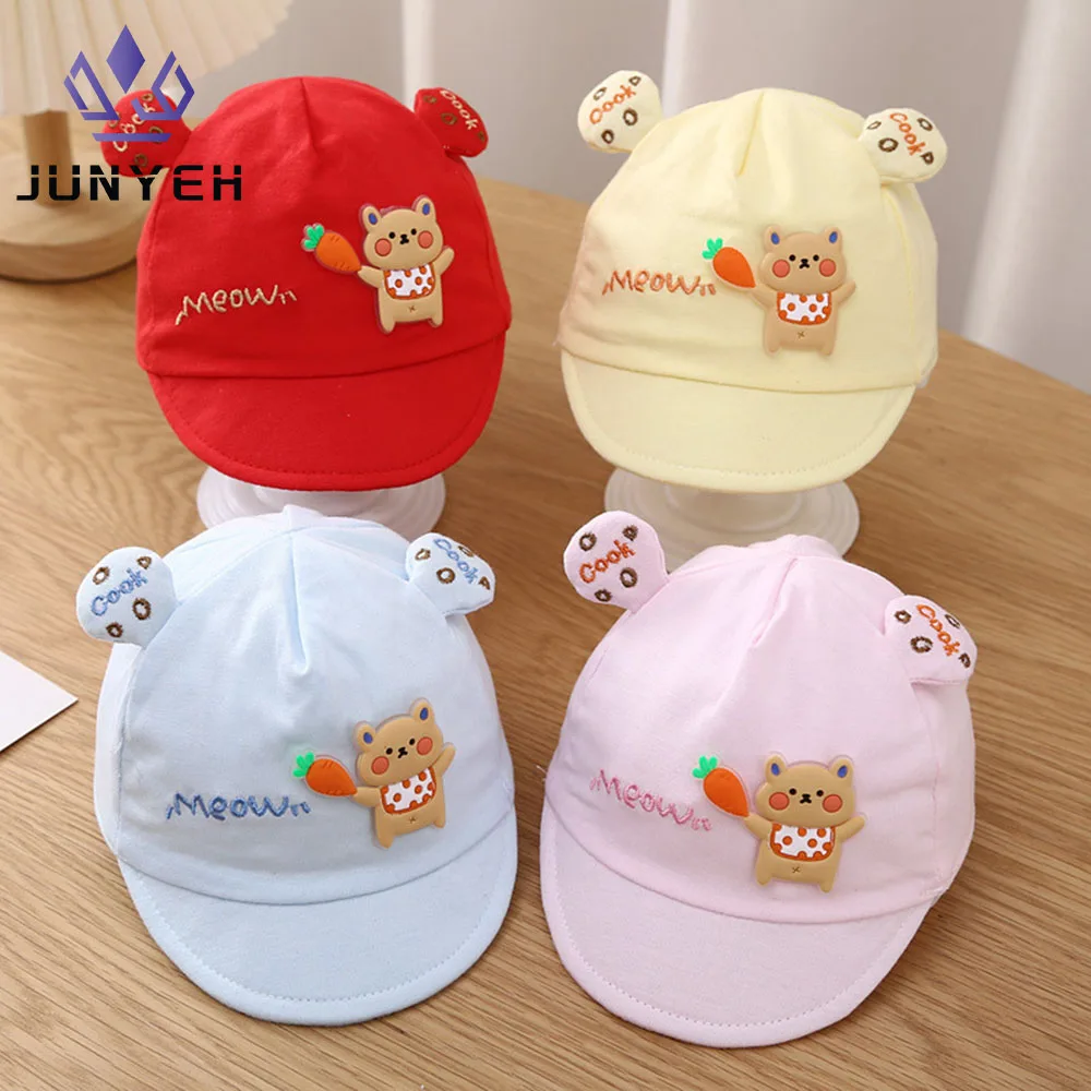 Ins Korean Baby Soft Eaves Caps 0-3 Months Spring And Summer Thin Sun Protection Baby\'s Hats