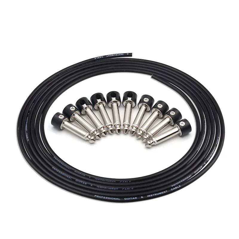 ALLMusic Solderless Connections Design Guitar Cable DIY Guitar Pedal Patch Cable kit 10 Solderless Black Cap Jack 3M Cable