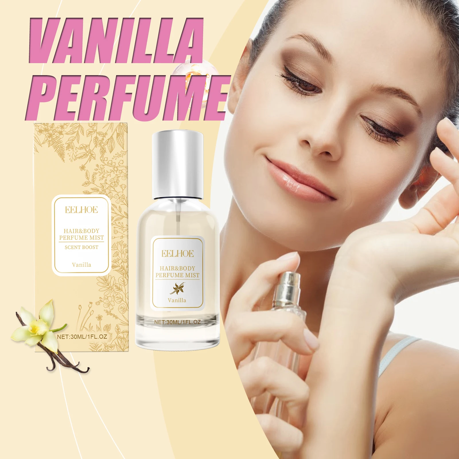 

EELHOE Vanilla Perfume Body & Hair Mist - Charming Long-Lasting Fine Mist Perfume Fresh Floral Fragrance For Women Perfume Spray