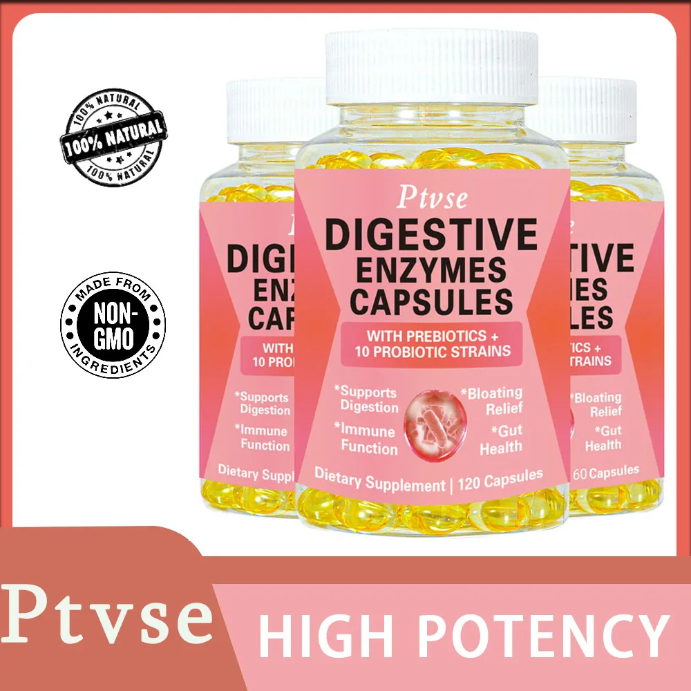 Digestive Enzymes Capsules Beneficial Bacteria Immune System & Healthy Digestive, Gas & Bloating Relief for Women & Men