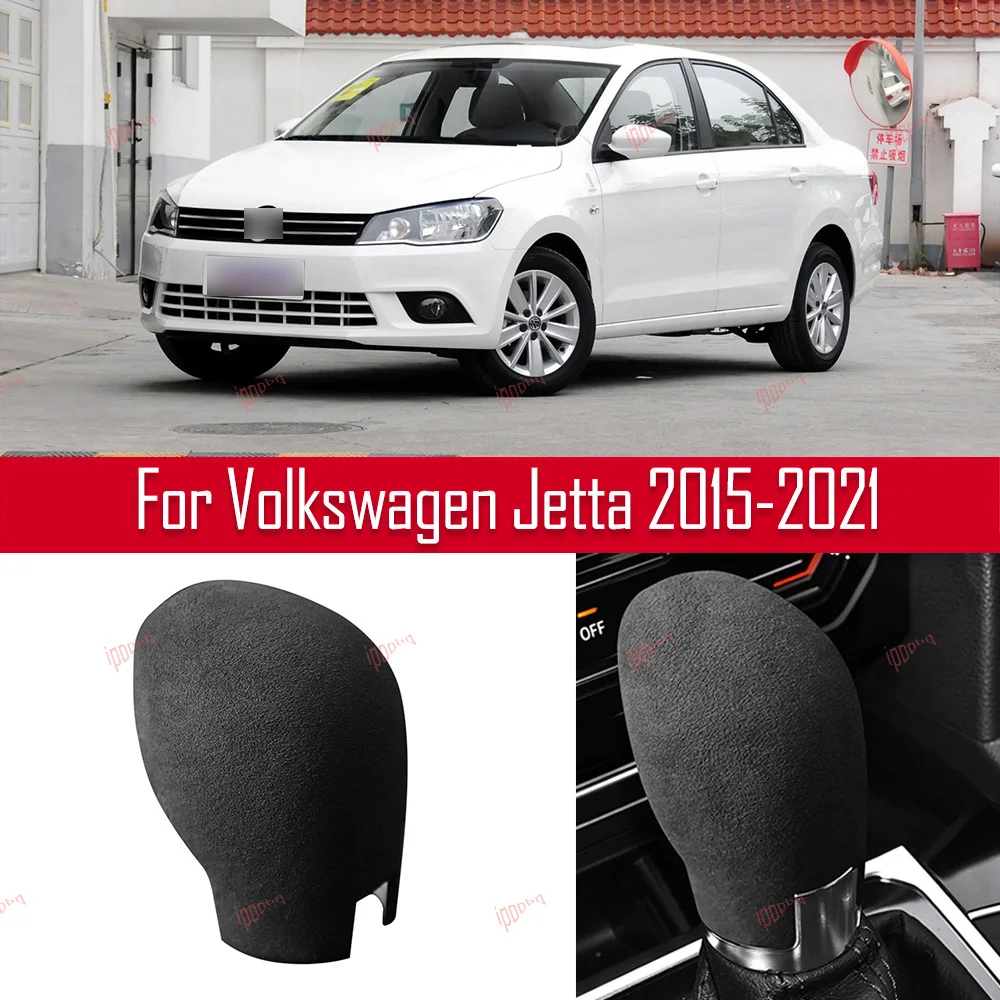 

Black Gear Shifter Knob Frame Sticker Cover Interior Head Trim Suede For VolksWagen VW Jetta 2015-2021