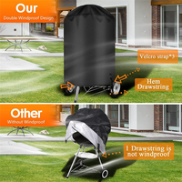 A38M Grill Cover For 22 Inch Charcoal Kettle Outdoor Waterproof BBQ Cover For 22 Inch Charcoal Kettle Grills Black