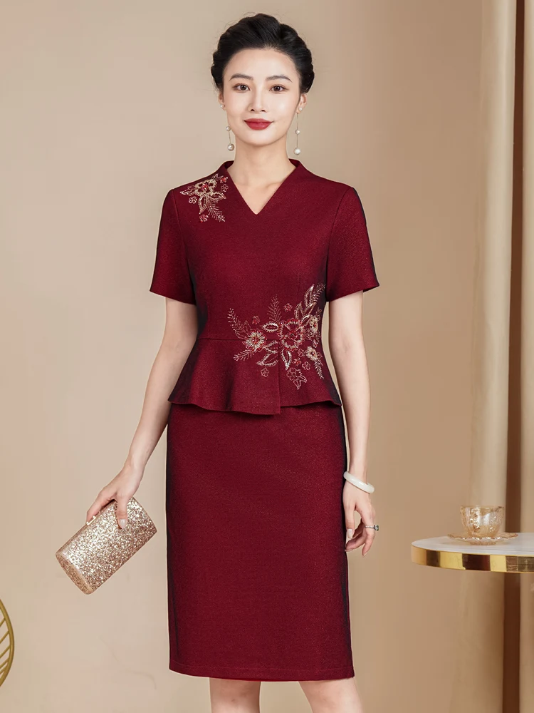 

Elegant Summer Wedding Dress Set Mom of Bride Fake Two-Piece Suit Luxury Sensation Faux Two-Piece Set Formal Party Wear