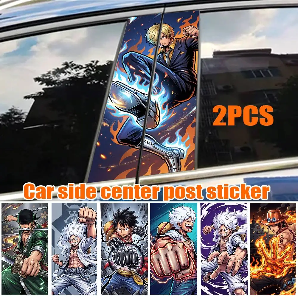 ONE PIECE LUFFY ZORO Car Sticker Auto B-pillar Center Column Decor Cover Scratches Waterproof Sunscreen Vinyl Decals Accessories