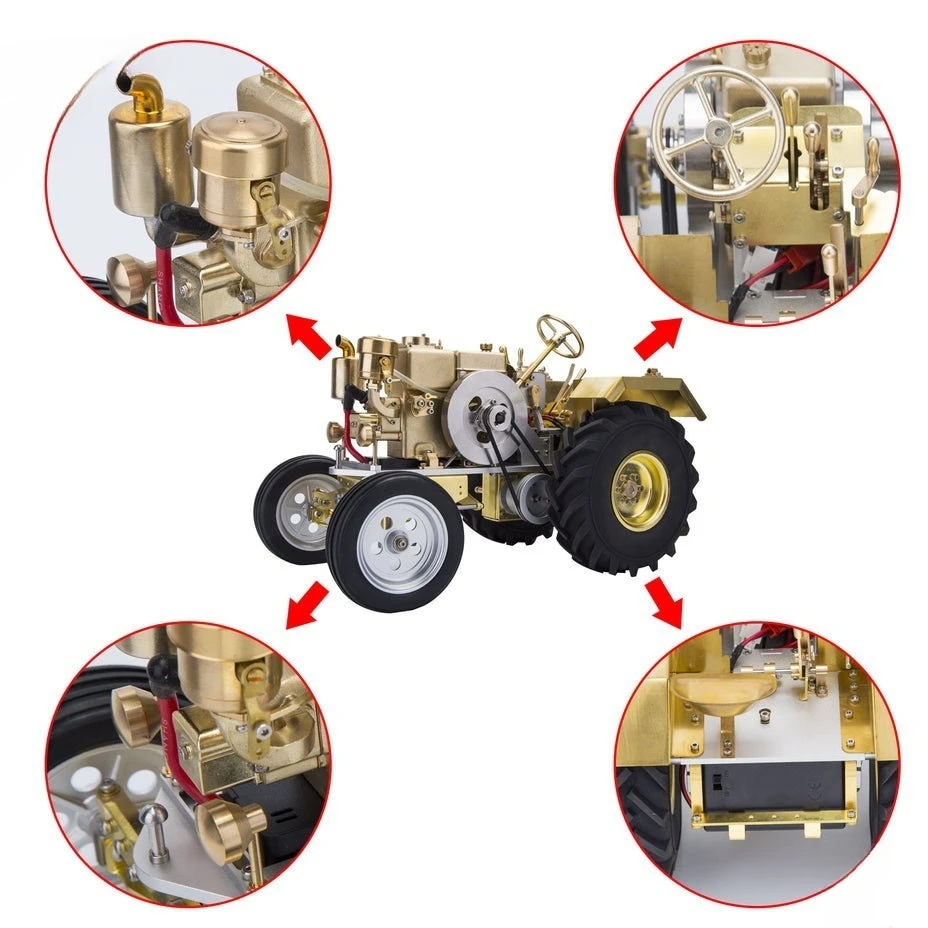 Mini, single-cylinder tractor, model fuel can be started to burn oil, model car
