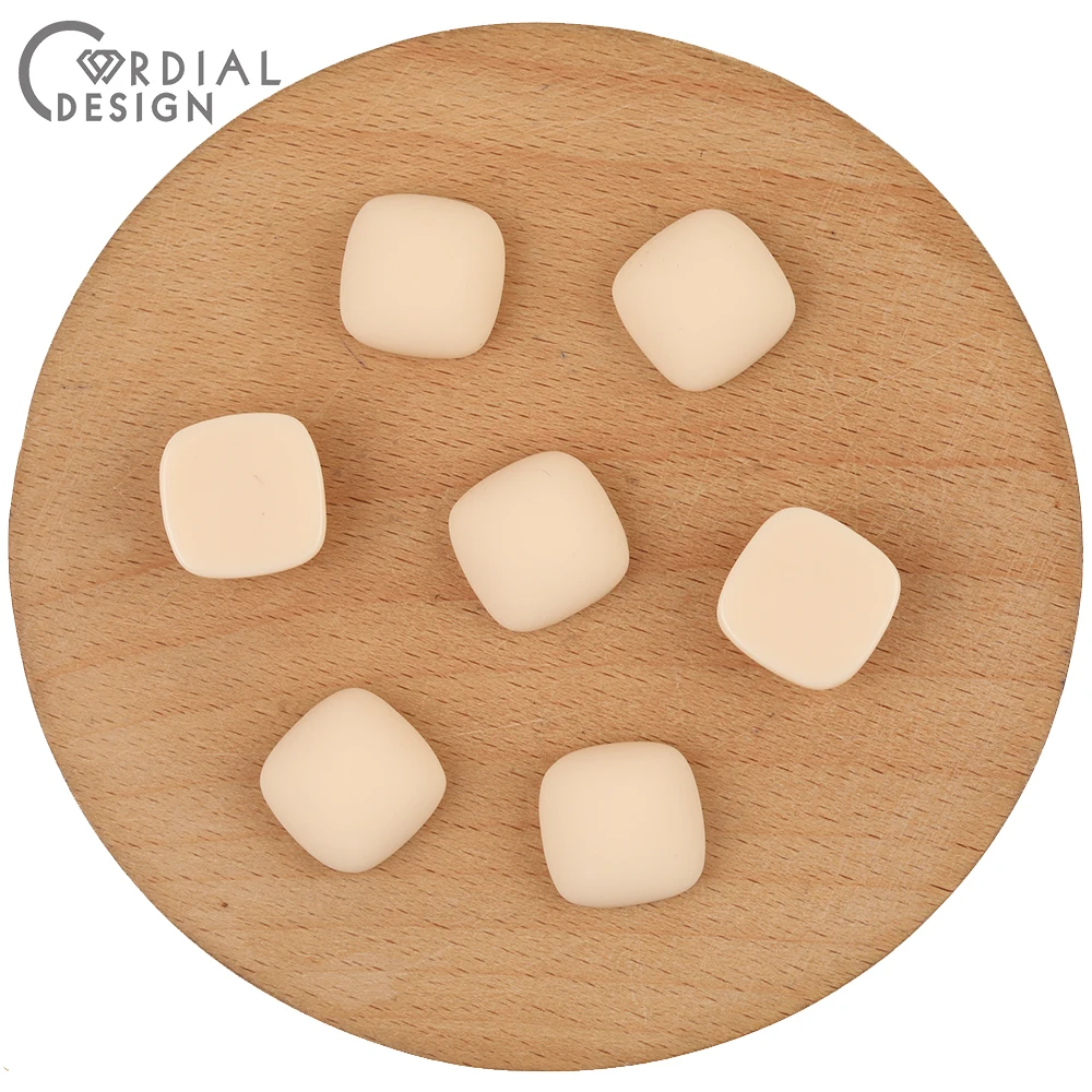 تصميم ودي 15*15 مللي متر 200 قطعة إكسسوارات مجوهرات/خرز أكريليك/تأثير مطاطي غير لامع/شكل مربع/يدوية الصنع/صنع خرز ذاتي الصنع #6