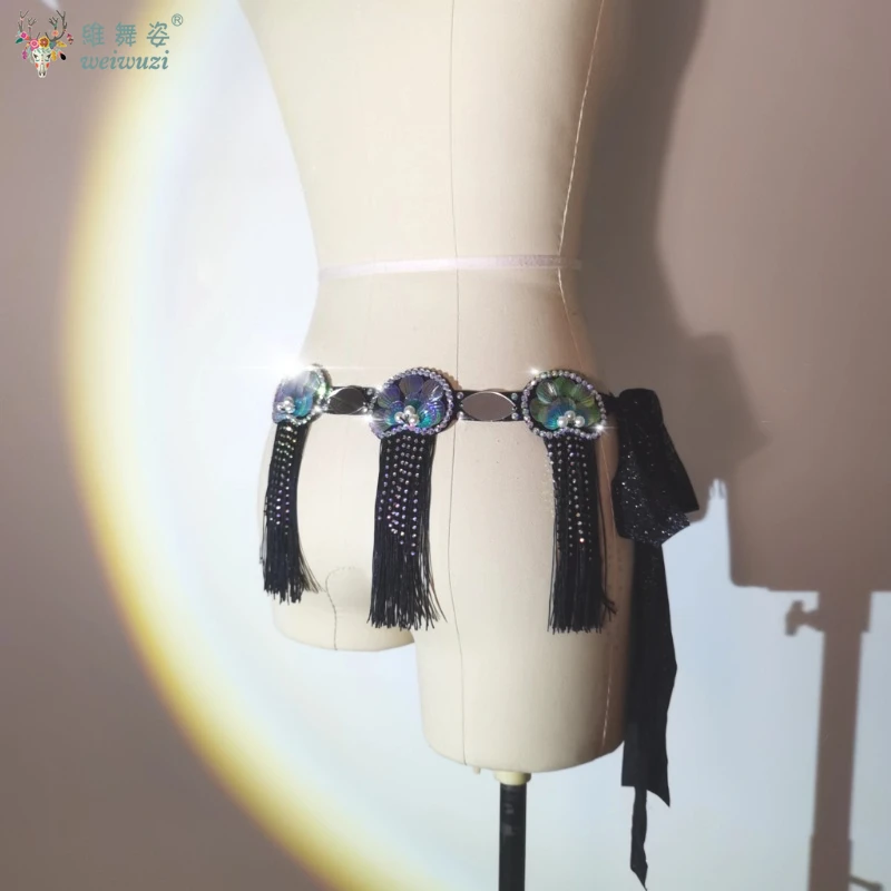 New Accessories Belly Dance Practice Tassel Waist Chain Shiny Exquisite Sea Theme  Stage Perfermance Hip Scarf Classical Fashion