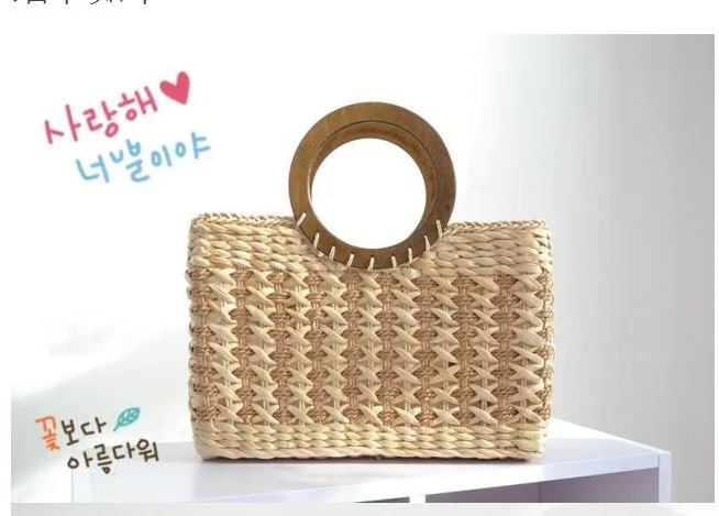 Retro straw bag corn hand-woven beach bag Moriseries large-capacity seaside vacation bag