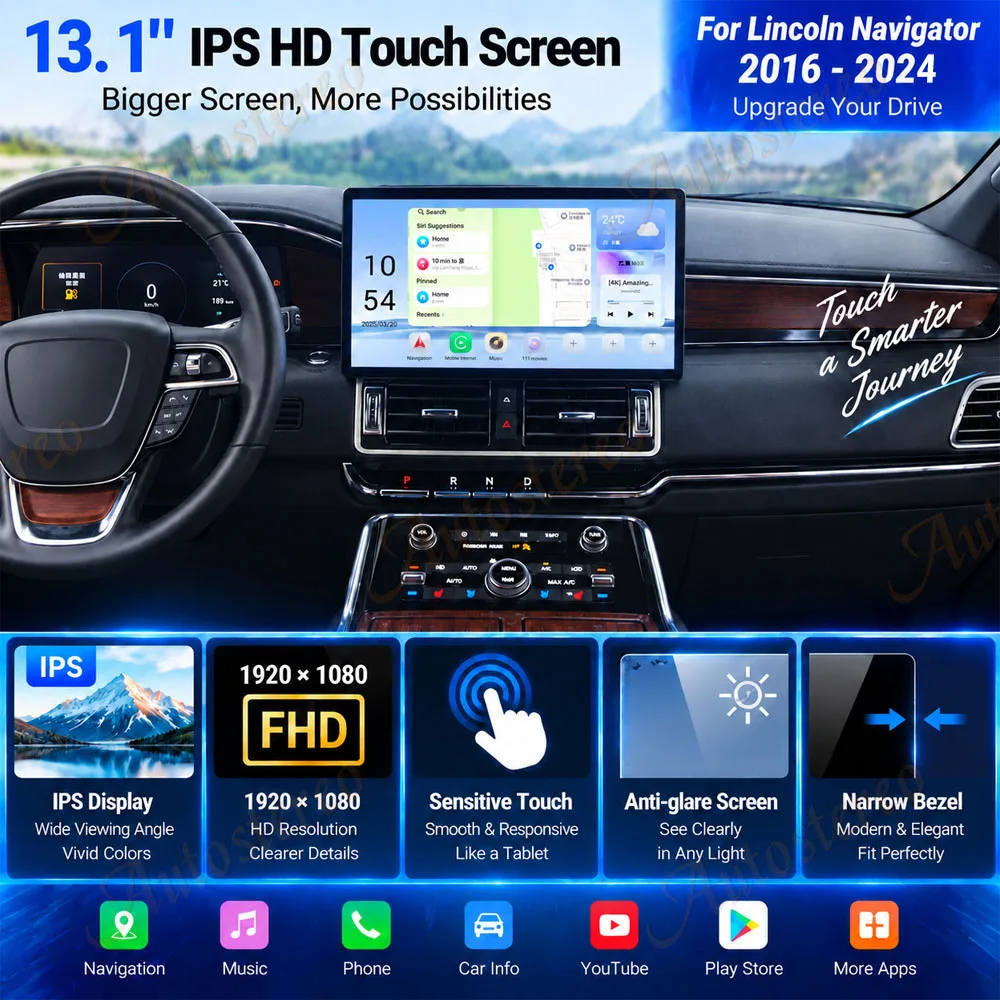 Dual System 13.1 Android For Lincoln Navigator 2016-2024 SYNC Car GPS Navigation Multimedia Player Car Radio Tape Maps Head Unit