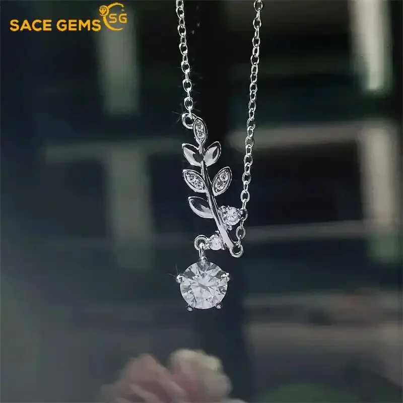 

SACE GEMS 925 Sliver GRA Certified D VVS1 1ct Moissanite Pendant Necklaces for Women Wedding Engagement Luxury Jewelry Gift