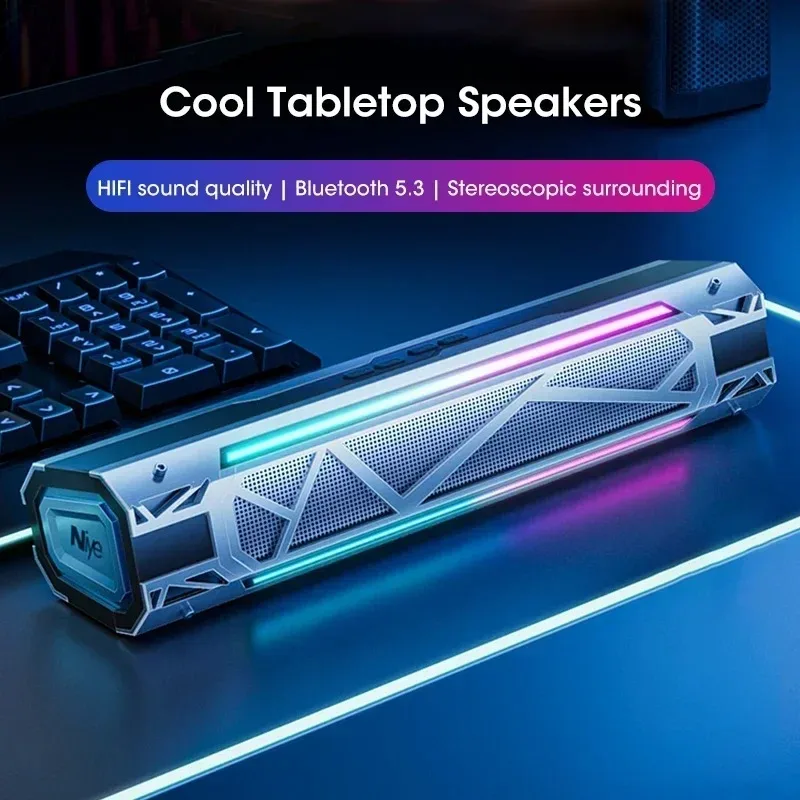Bluetooth Wireless Sound Bar 4D Surround Subwoofer RGB Wired Desktop Computer Speaker Home Audio