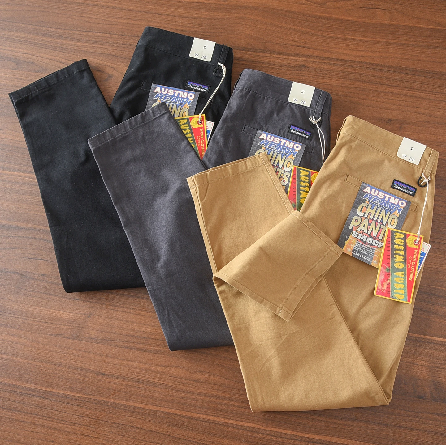 

New autumn wash retro pure cotton versatile men's small straight-leg casual pants work pants