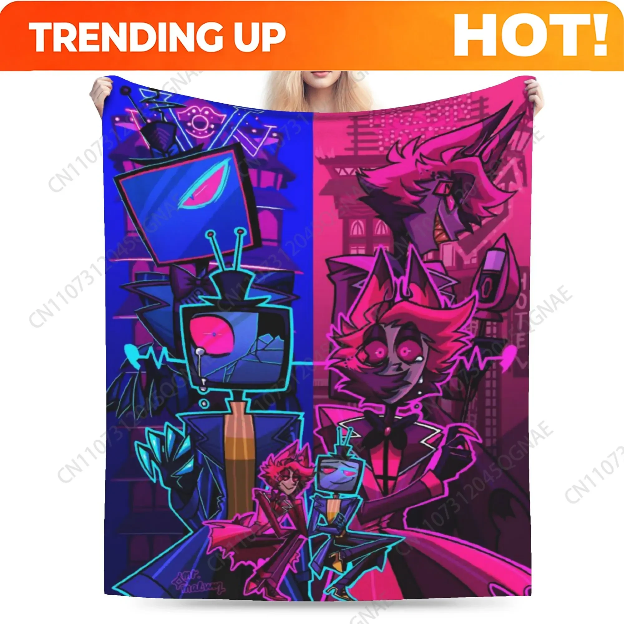 Custom Hazbines Hoteles Alastor Vox 2 Blankets Fleece Multifunction Soft Throw Blanket For Bedding Rug Piece