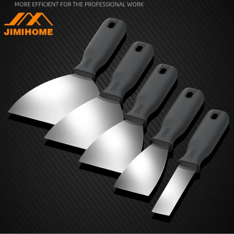 

JIMIHOME 1'' 2'' 3'' 4'' 5'' Stainless Steel Metal Scraper Mirror Polishing Putty Knife Plastic Handle Paint Scraper Tool