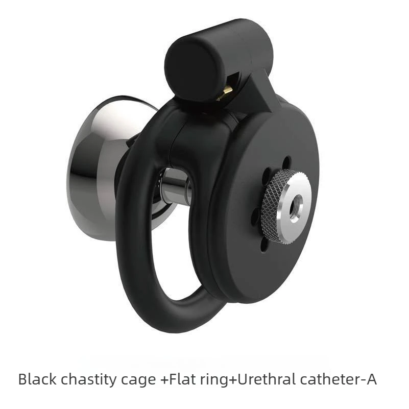 Urethral Inverted Negative Male Chastity Lock Flat Cock Cage with Urinary Catheter Metal Urethral Catheter BDSM Sex Toys for Men - view 6