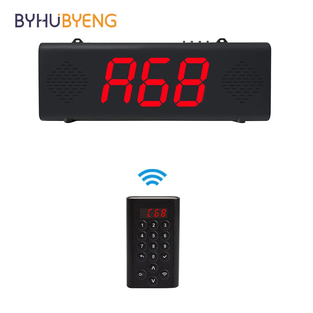 BYHUBYENG Wireless Restaurant Pager System with Number LCD Display & Keyboard Calling for Food Court, Bank Queue Management