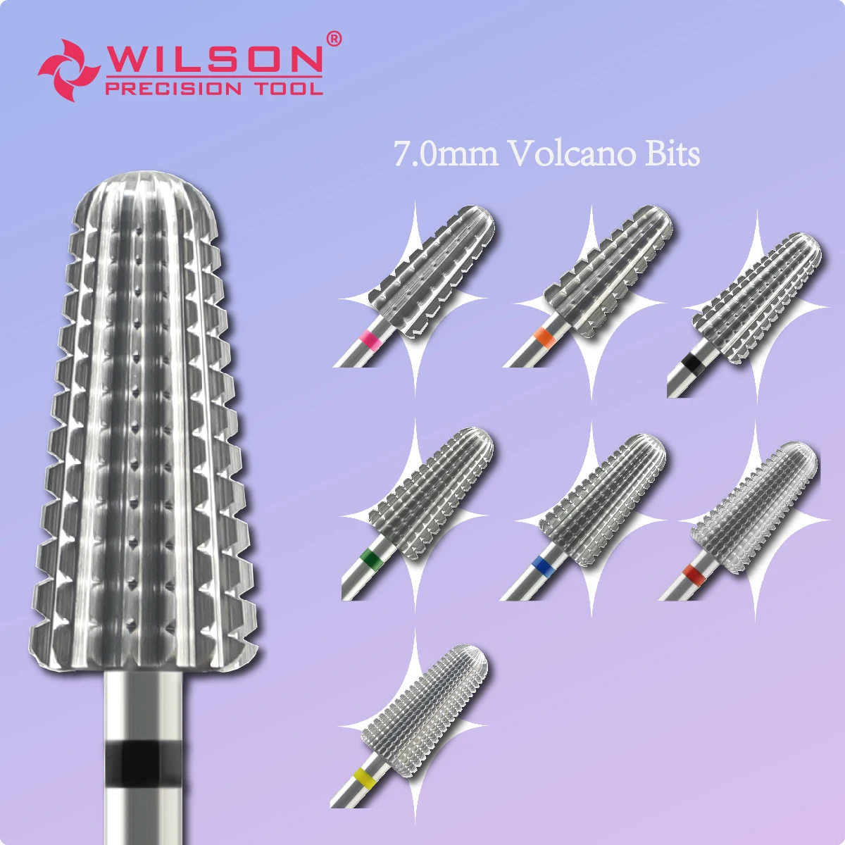 WILSON WILSON Volcano Bits/ Uncoated-Long Shank Professional nail drill bit set Durable carbide nail drill bit acrylic Nail Dril