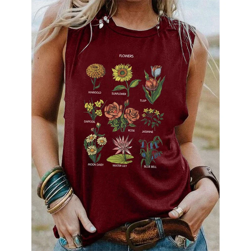 Summer Flower Floral Tank Tops 3D Print Women Streetwear Y2k Oversized Beach Vest Off Shoulder Sleeveless Woman Girls Camisole image 5