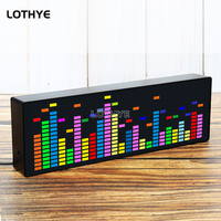 LED Music Spectrum Display RGB Light Colorful Spectrum Pickup Atmosphere Lamp Electronic Clock Voice Control Level Indicator USB