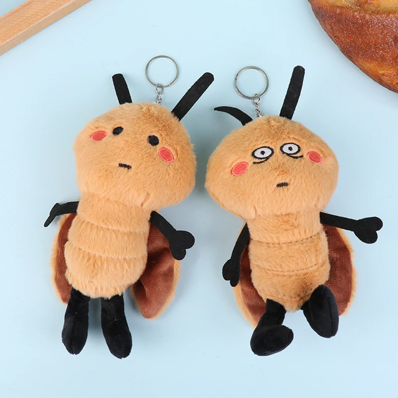 Creative Cockroach Plush Toy Cartoon Stuffed Xiaoqiang Doll Keychain Bag Pendant Car Key Holder For Birthday Gifts