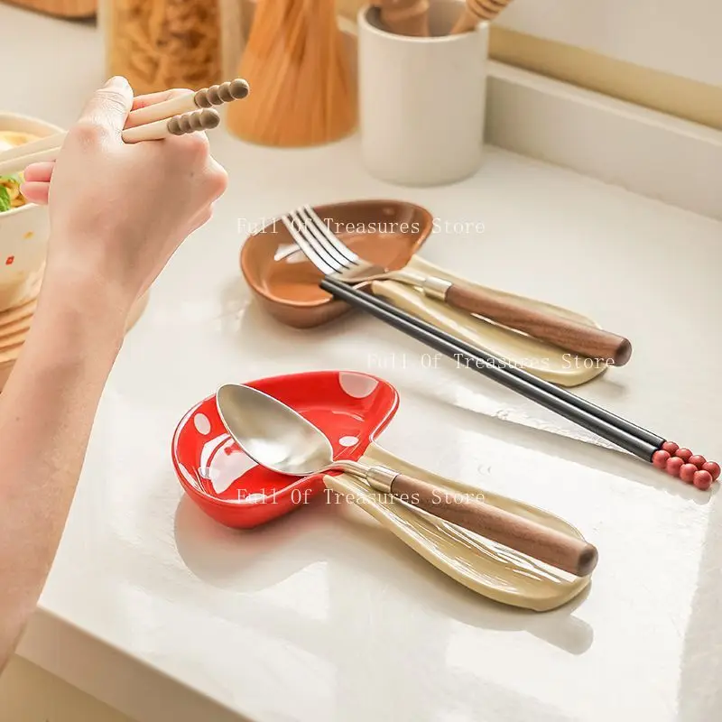 Suitable for Ceramic Spoon & Chopstick Holder, Multifunctional High-end Edge Spatula Holder,Countertop Tableware Shelf