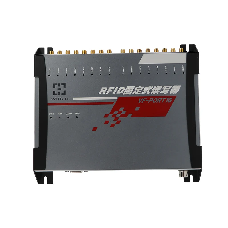 

16-портовый широкополосный UHF RFID фиксированный считыватель для управления складом