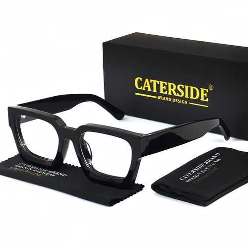 Imagen 2 del producto CATERSIDE gafas grandes cuadradas Retro para hombre, patillas con núcleo de acetato, gafas de alta calidad para mujer, montura de gafas ópticas para ordenador