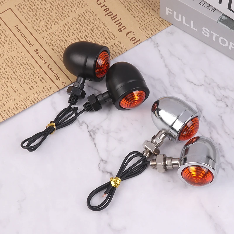 2Pcs Retro Motorcycle Turn Signals Motorcycle Accessories Universal 12V Single Wire Turn Signals Lights For Cafe Racer