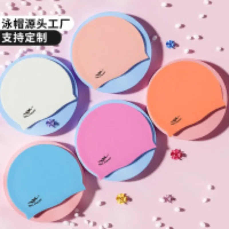 Simpatico cappello da bagno per bambini con stampa di dinosauri, morbido e confortevole, in tessuto, con protezione per le orecchie, accessori per abbigliamento sportivo