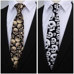 New skull rock tie stampa 3D moda poliestere 8 cm cravatta classica da uomo abbigliamento quotidiano da ufficio per matrimoni