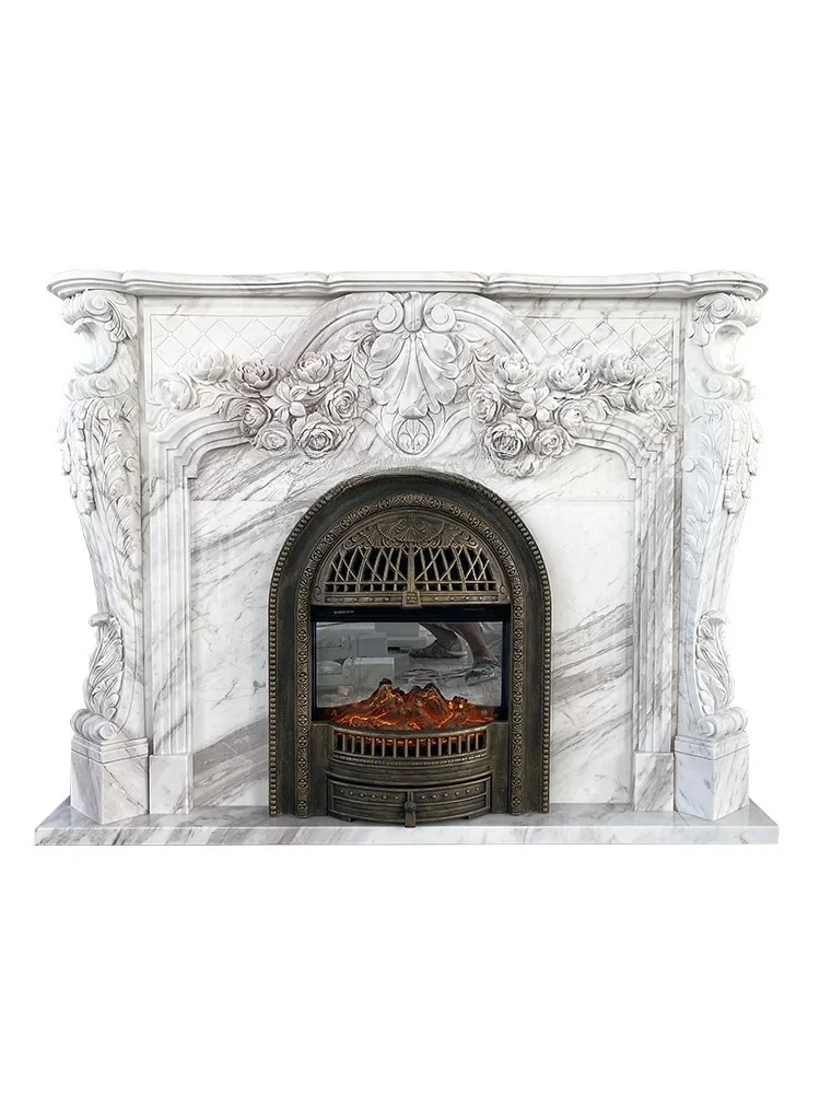 

Мраморный камин, французский светлый роскошный резной шкаф на крыльце, джазовый камин из белого камня