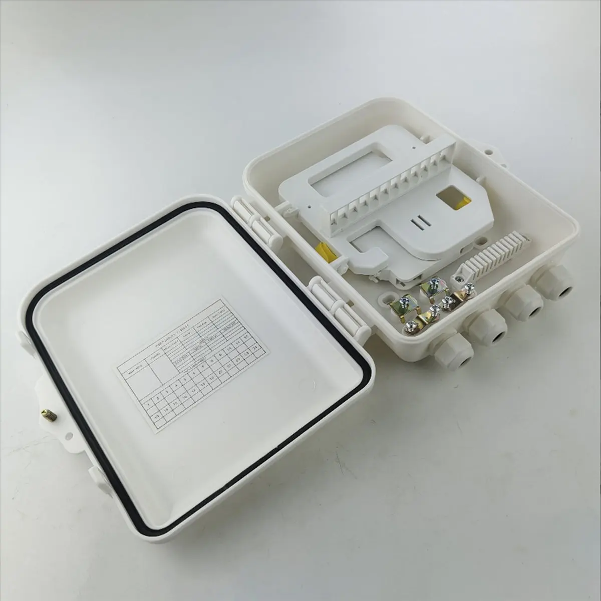 T1636C-Nap Box Fiber Optic Splitter Box PLC Outdoor Indoor Fiber Optic Terminal Box PLC Distribution Box 12 Core FTTH Box HOT