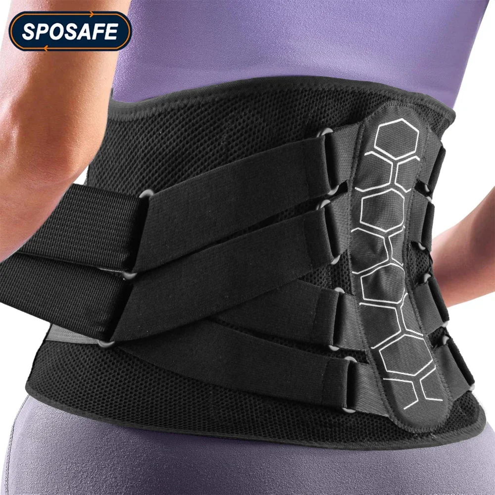 3D Back Brace Lumbar Support Belt with Waist Pad & 6 Support Bar for Back Pain Immediate Relief from Sciatica, Herniated Disc