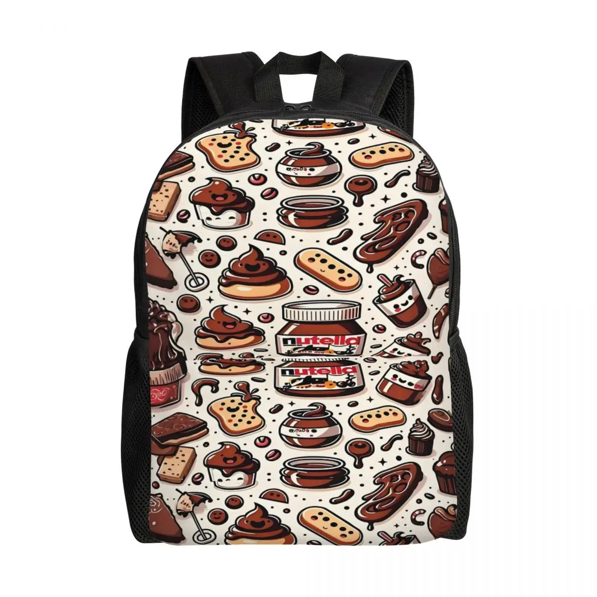 

Custom N-Nutellas Travel Backpack Men Women School Laptop Bookbag Chocolate Foods College Student Daypack Bags