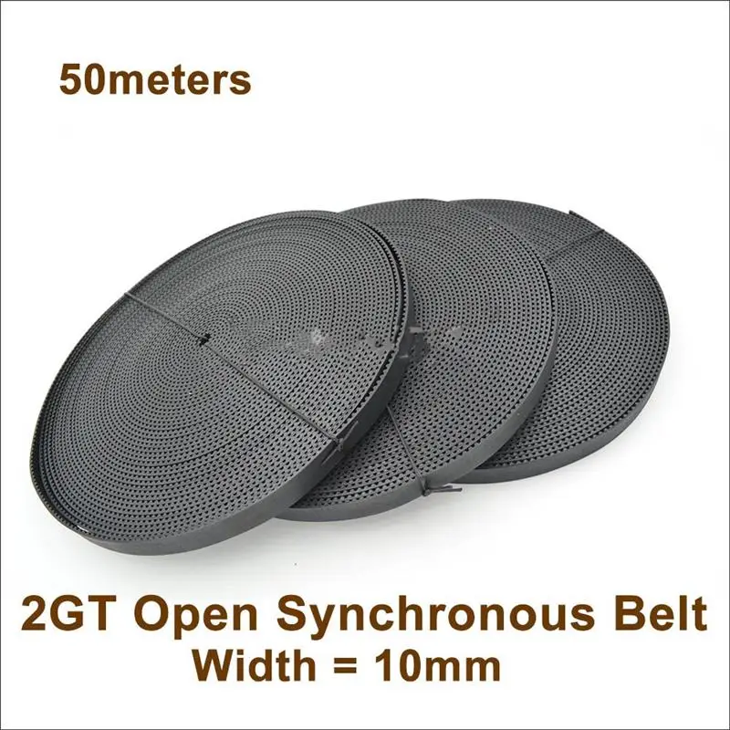 50 Meter 2M 2MGT 2GT Timing Belt Width 10mm GT2 Open Synchronous Belt Small Reaction Rubber Linear Motion 3D Printer