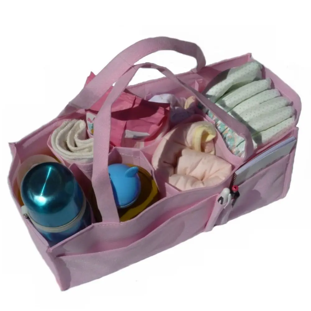 حقيبة حمل للحفاضات متعددة الجيوب، حقيبة محمولة غير منسوجة من القماش لتخزين حفاضات الأطفال، حقيبة إدراج بمقبض مريح #3