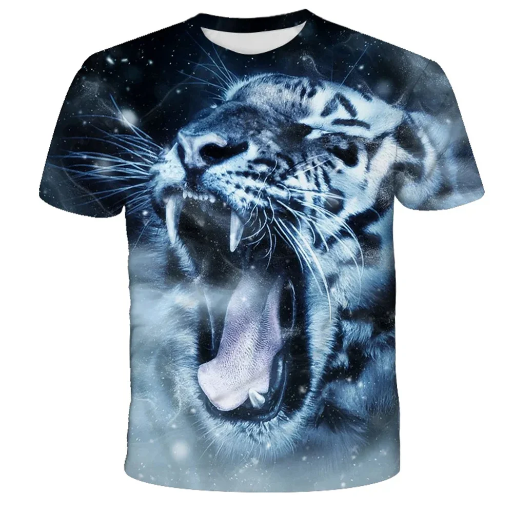 2025 koszulki chłopięce Leopard 3d Print moda z krótkim rękawem topy w kształcie zwierzątka t-shirty na co dzień odzież chłopięca t-shirty dziecięce