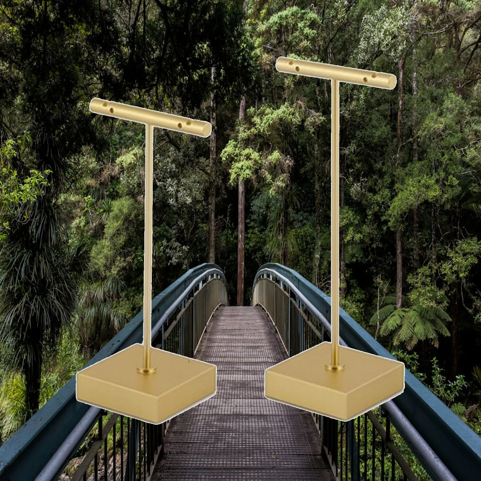 2 Pieces Countertop Jewelry Stand with Hanging Bar Gold-Colored Metal Jewelry Display Stand Earring Holder Stable