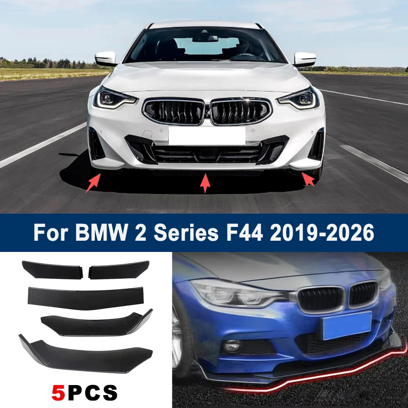 

Adjustable 5Pcs Sectional Front Spoiler Lip For BMW 2 Series F44 2019-2026 Front Bumper Splitter Car Exterior Sport Body Kit