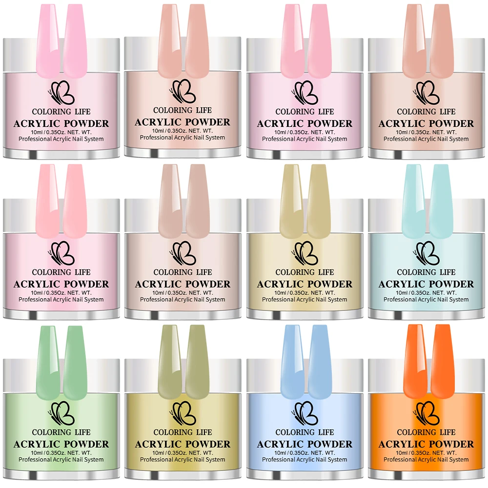 12 barattolo * 7g polvere per unghie acrilica colorata rosa nuda polvere polimerica professionale per unghie francesi che estendono polvere acrilica per immersione