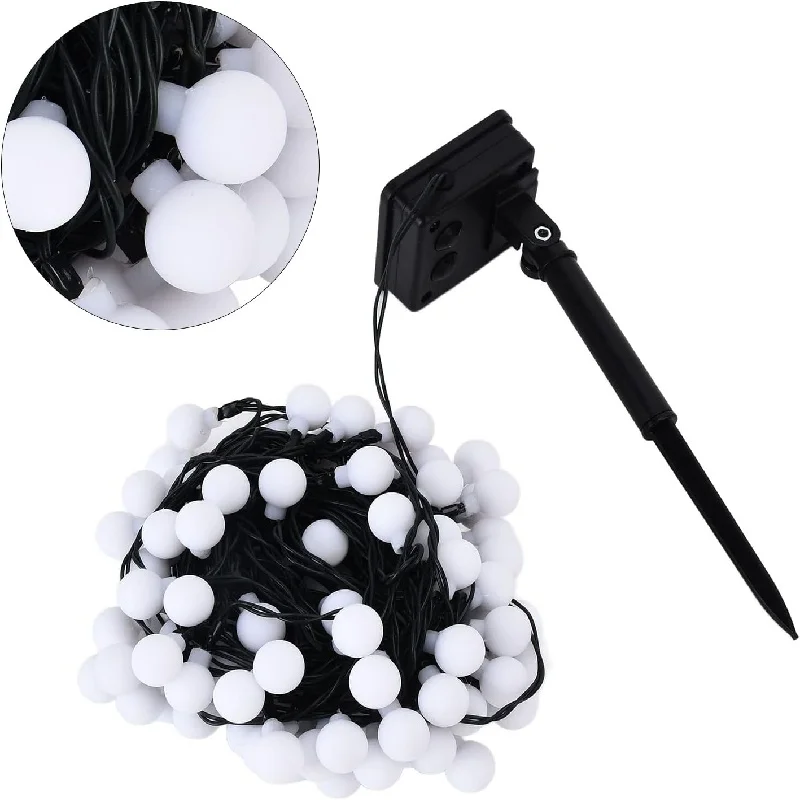100 LED Solar String Lights Outdoor Frosted Globe Fairy Light IP65 Waterproof for Halloween Christmas Party Garden Decoration