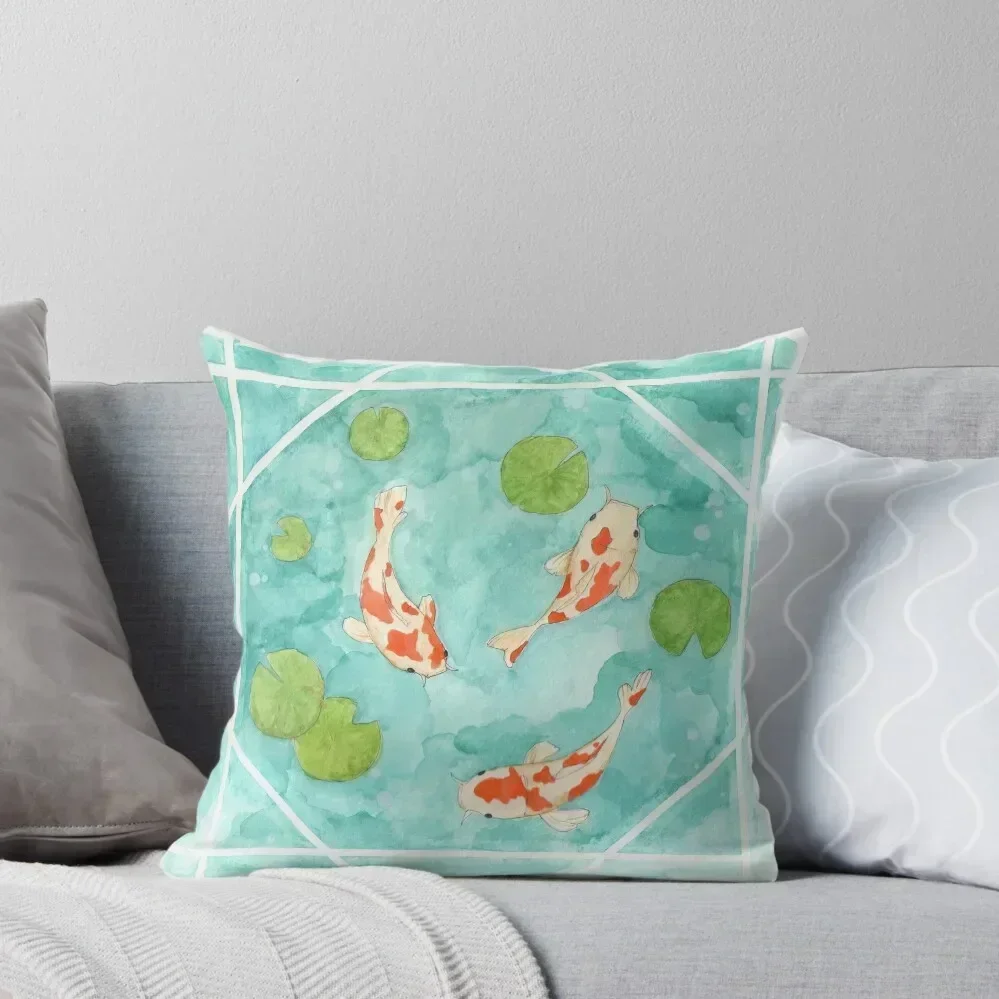 

Geometric Koi Watercolor Throw Pillow Decorative Sofa Cushion Pillowcases Bed Cushions pillow