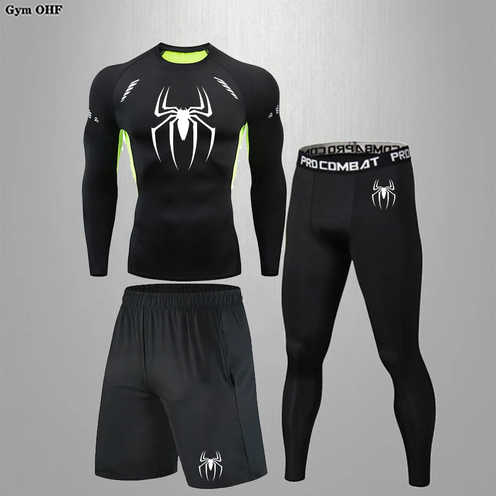 

Men Compression Sets Quick Dry Man Running Superhero T Shirt Gym Fitness Tight Exercise Training Breathable Quick Drying Suits