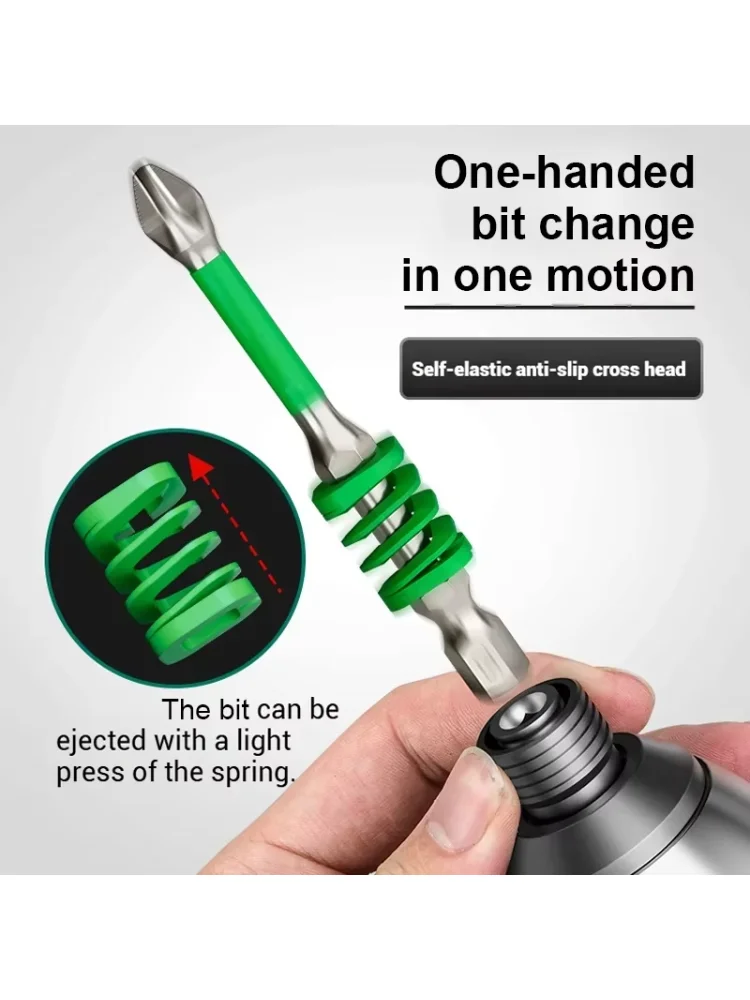 2Pcs Spring Screwdriver Bits Magnetic PH2 Driver Screw Anti-slip 65/70/90/150mm 1/4'' Hex Shank Drill Head Electric Repair Tool