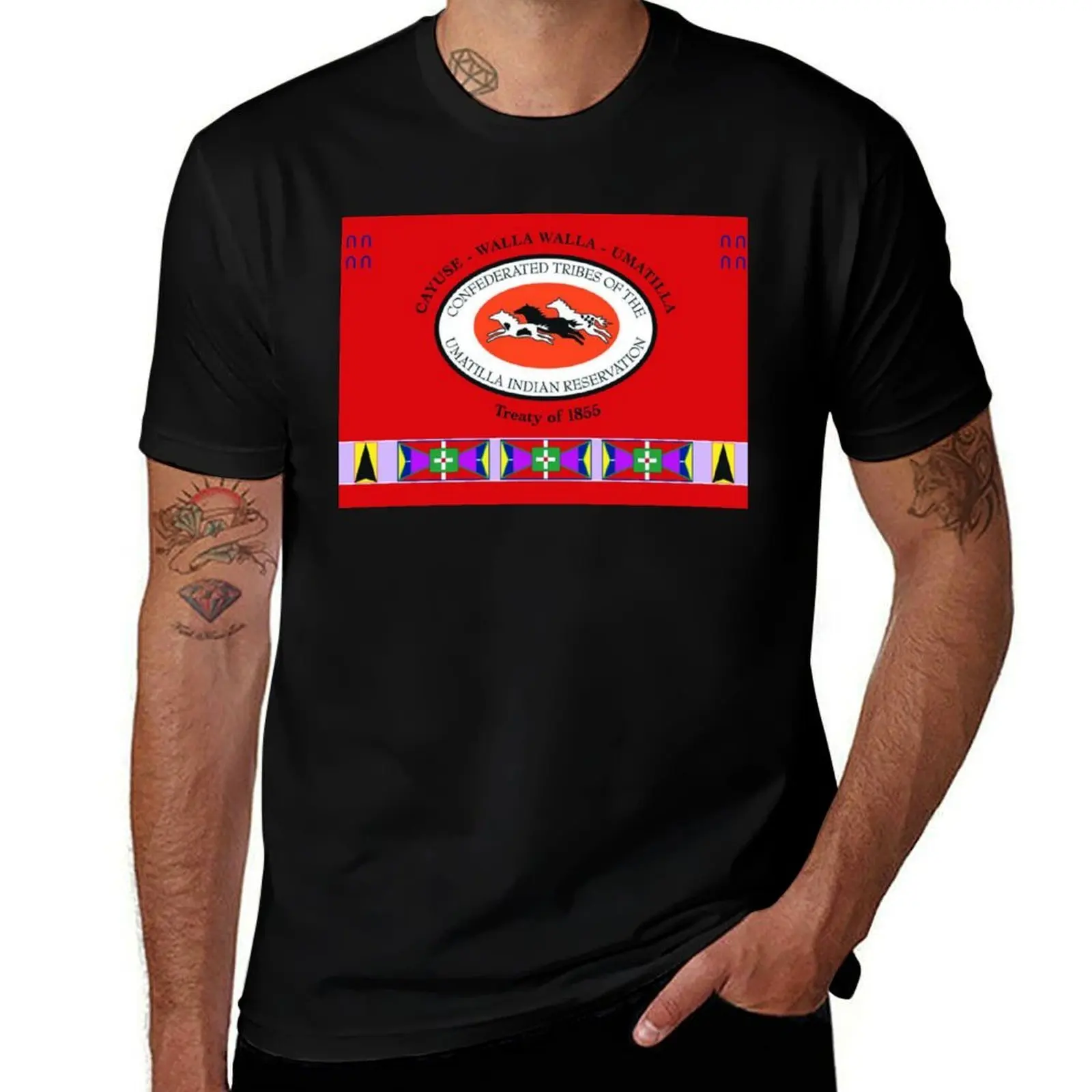 Camiseta con la bandera de las tribus confederadas de la reserva indígena de Umatilla, camiseta informal para hombre, camisetas gráficas para hombre, camiseta