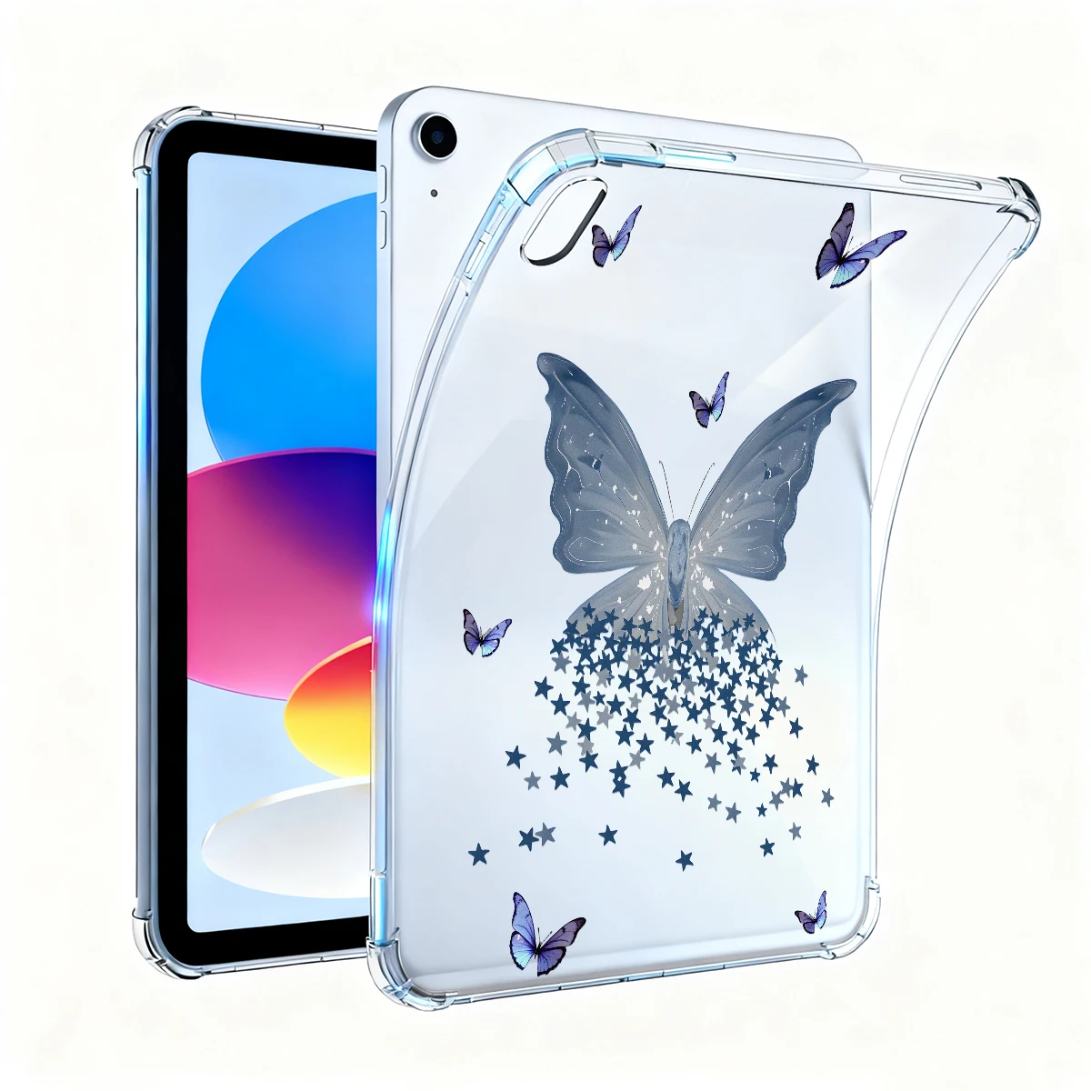 Silicone Transparent Blue Butterfly Tablet Case For iPad Pro 2017 2022 12.9 Inch Air 1 2 5 6 For iPad 2 3 4 9.7Inch Mini 4 3 2 1