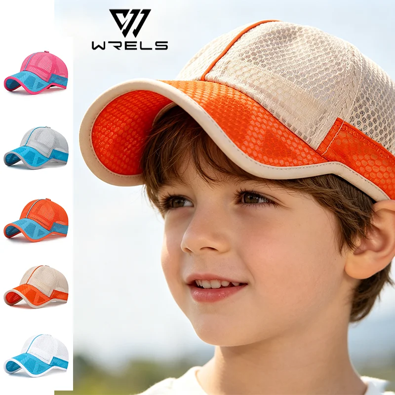 Summer Kids Baseball Caps Mesh Breathable Cooling Outdoor Running Sun Hat Children Adjustable Quick Dry Travel Camping Hats
