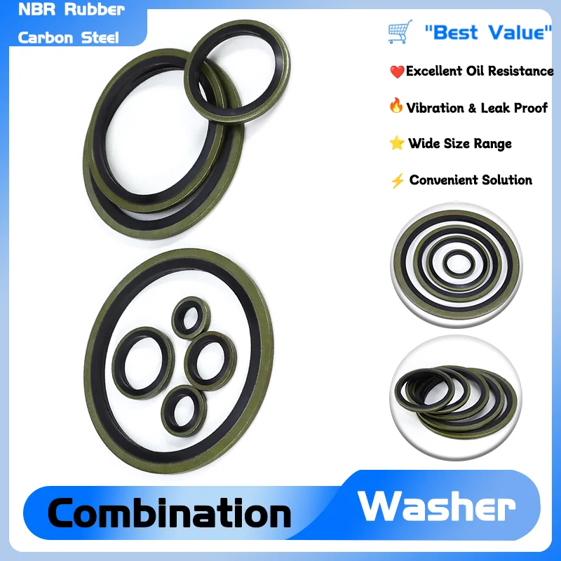 

Carbon Steel NBR Rubber Washer Gasket Bonded Washer Oil Drain Plug Sealing M5 M6 M8 M10 M12 M14 M16 M18 M20~M60O Ring Seals