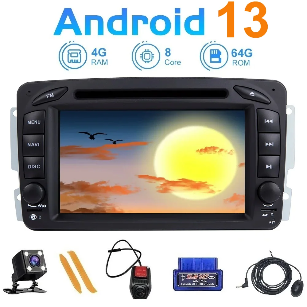 

4G SIM Android 13 Auto Radio For Mercedes Benz C W203 CLK 209 W168 W463 W639 GPS Navigation Car Multimedia Player DVD CD