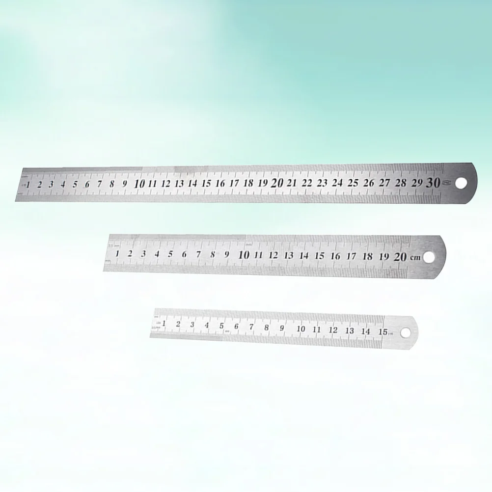 Righello in metallo da 3 pezzi Scala di precisione bifacciale ad alta precisione 20 cm 30 cm 15 cm Facile da riporre per studenti di ingegneria